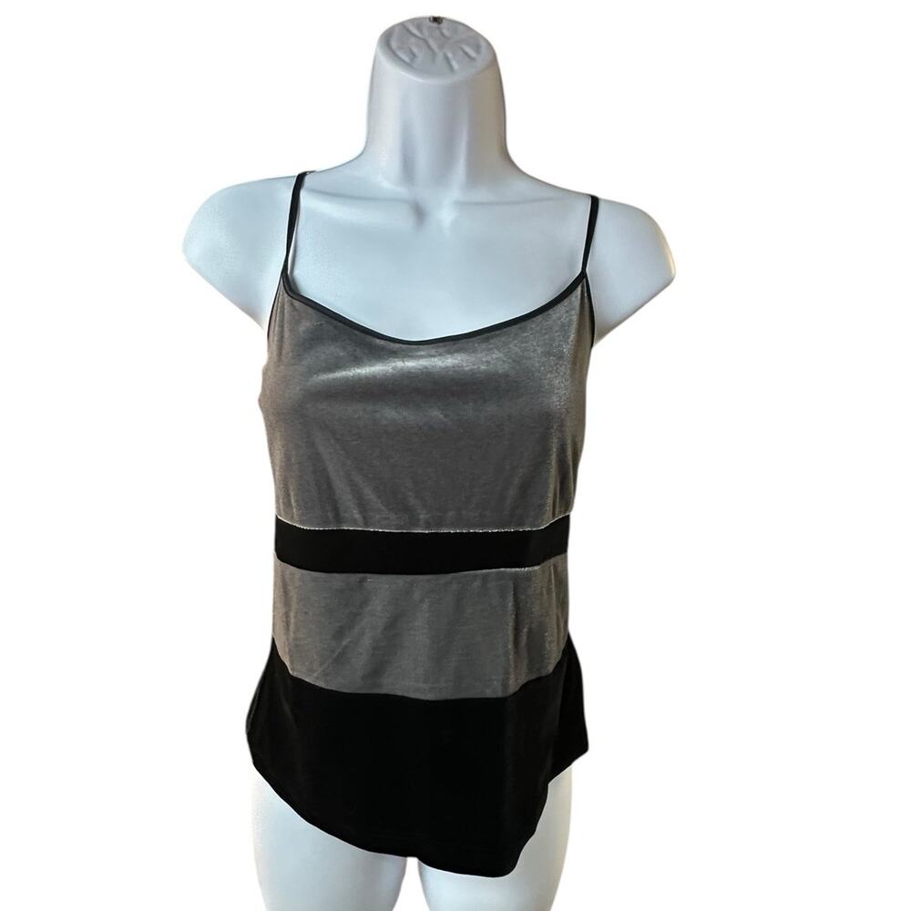 Gantos Y2K Velvet Colorblock Cami Tank Top Spaghetti Strap Made USA L